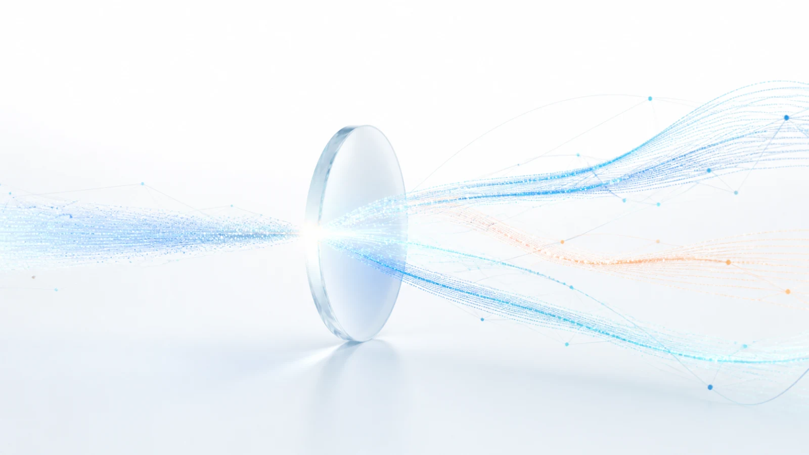 Prisme translucide séparant un flux de visites en plusieurs signaux de données colorés